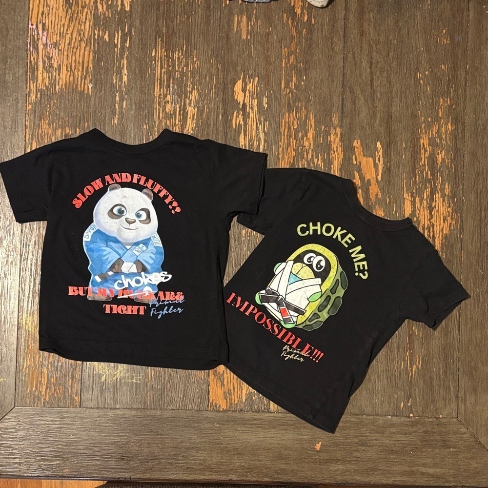 2x Bella Canvas 3T BJJ Tees with Pithy Panda “Rolling” Graphics. Exclnt Cndtn.